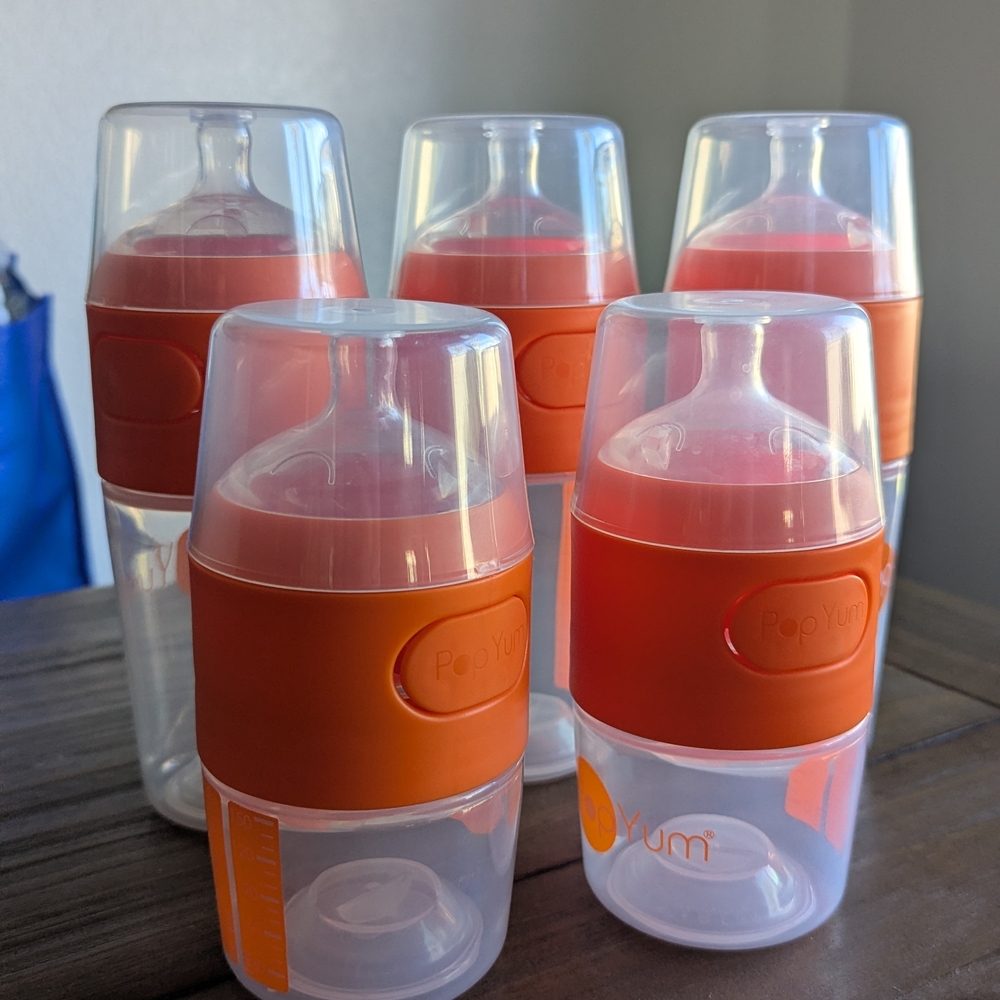 Orange PopYum Baby Bottles 2 (5 Oz) + 3 (9 Oz)